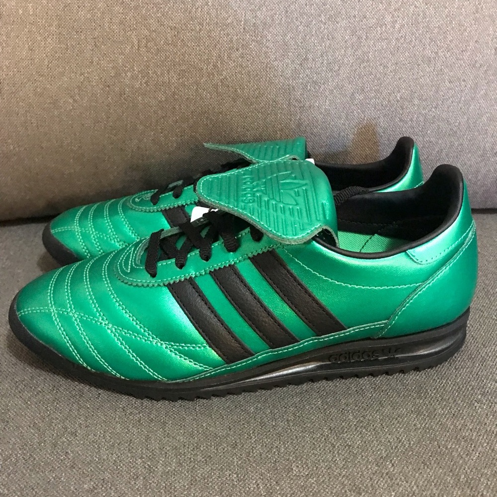 Adidas Green and Black Sneakers with Textured Upper
